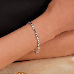 Minimalist Fashion Women's Heart-shaped Zircon Inlay 925 Silver Bracelet  UponBasics   