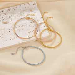 Women's Minimalist Fashion 925 Silver Stacking Colorful Zircon Inlay Bracelet  UponBasics   