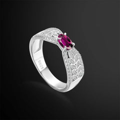 S925 Silver Red Full High Carbon Rhinestone Ring  UponBasics   