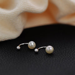 925 Silver Vintage Simple and Stylish Freshwater Pearl Ear Hooks  UponBasics Silver  