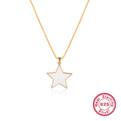 925 Silver Geometric Star Necklace - Halloween Jewelry  UponBasics White  