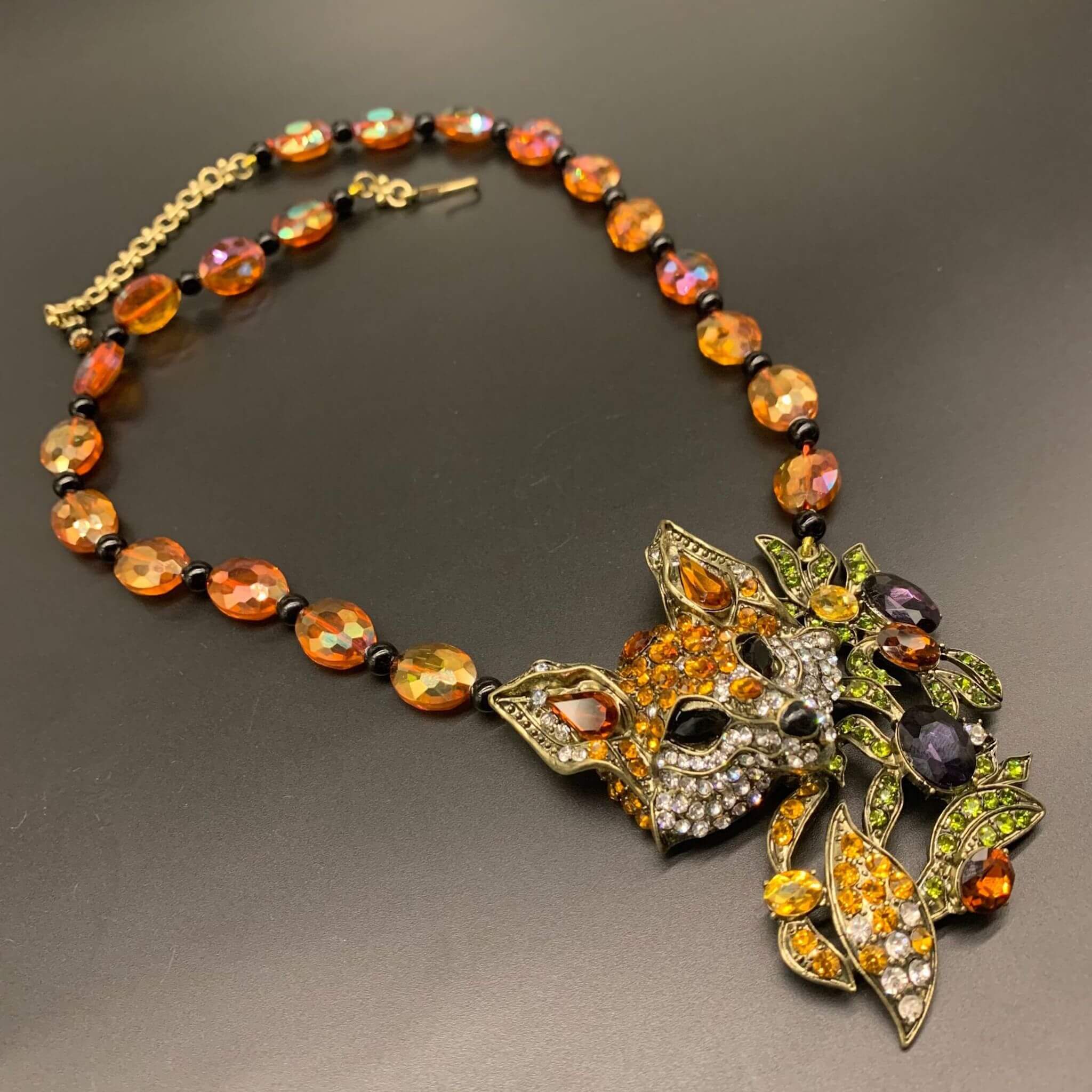Vintage Glass Fox Pendant Necklace - Artistic Retro Charm  UponBasics Necklace Golden 