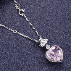 Women's 925 Silver Platinum Pink Rhinestone Classic Necklace  UponBasics   