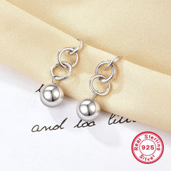 925 Sterling Silver Women's Double Circle Silver Bead Stud Earrings  UponBasics   