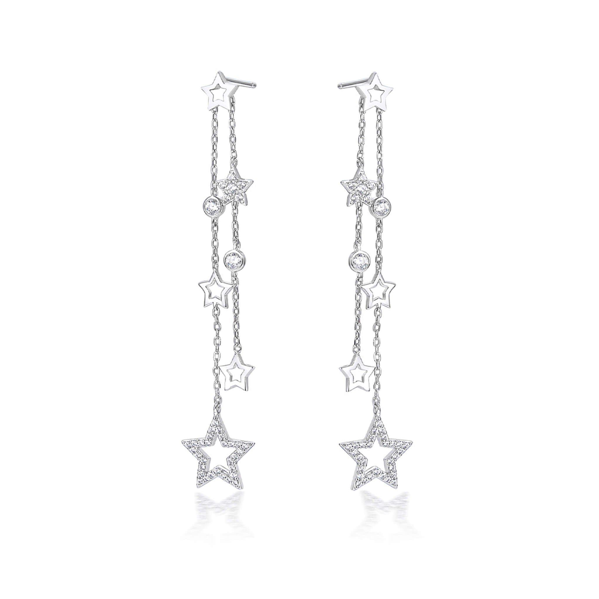 Fashion 925 Silver Star-shaped Earrings with Inlaid Rhinestone  UponBasics Earrings Silver 