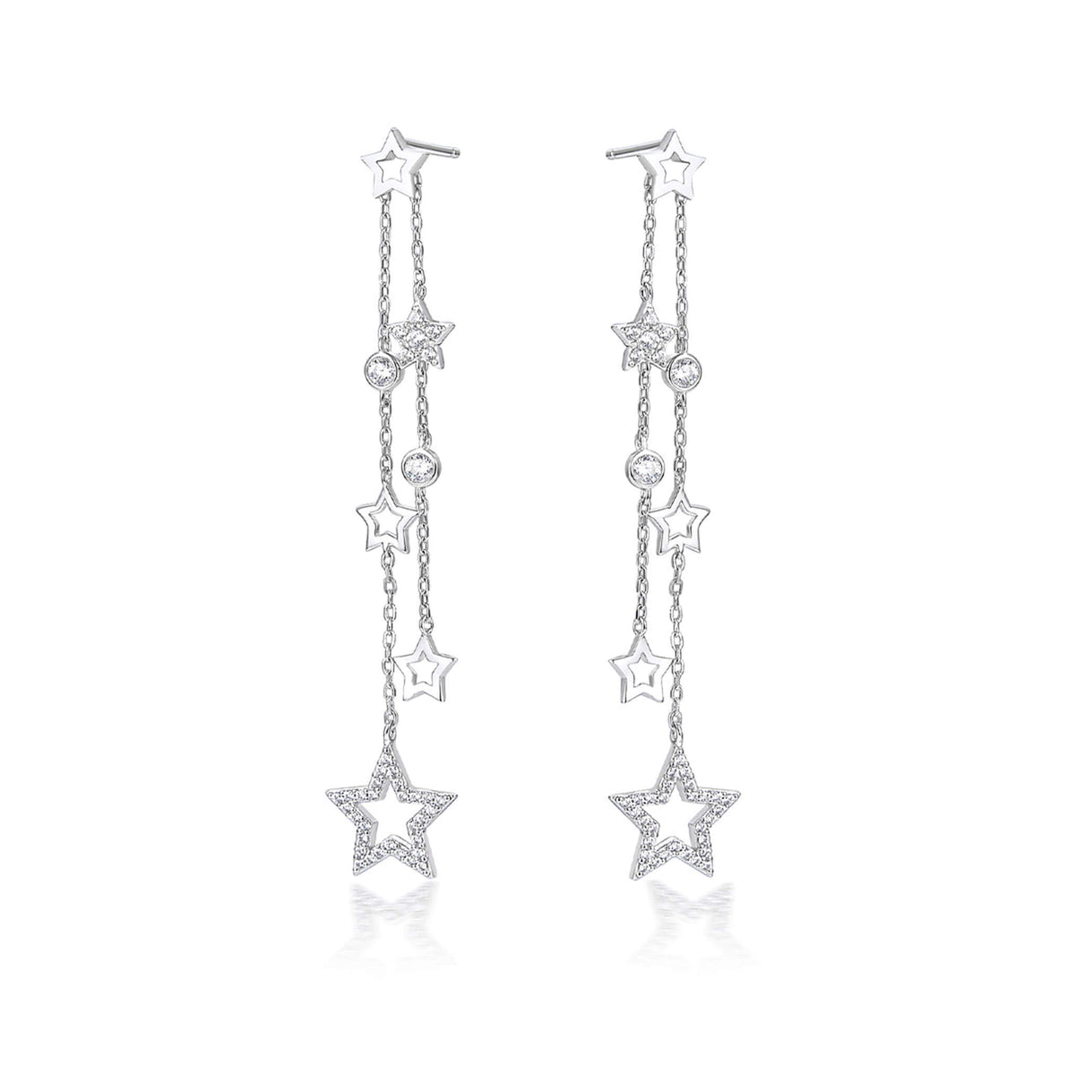 Fashion 925 Silver Star-shaped Earrings with Inlaid Rhinestone  UponBasics Earrings Silver 