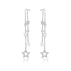 Fashion 925 Silver Star-shaped Earrings with Inlaid Rhinestone  UponBasics Earrings Silver 