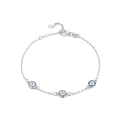 Women's 925 Silver Personalized Ferris Wheel Blue Zircon Inlay Round Bracelet  UponBasics Silver  