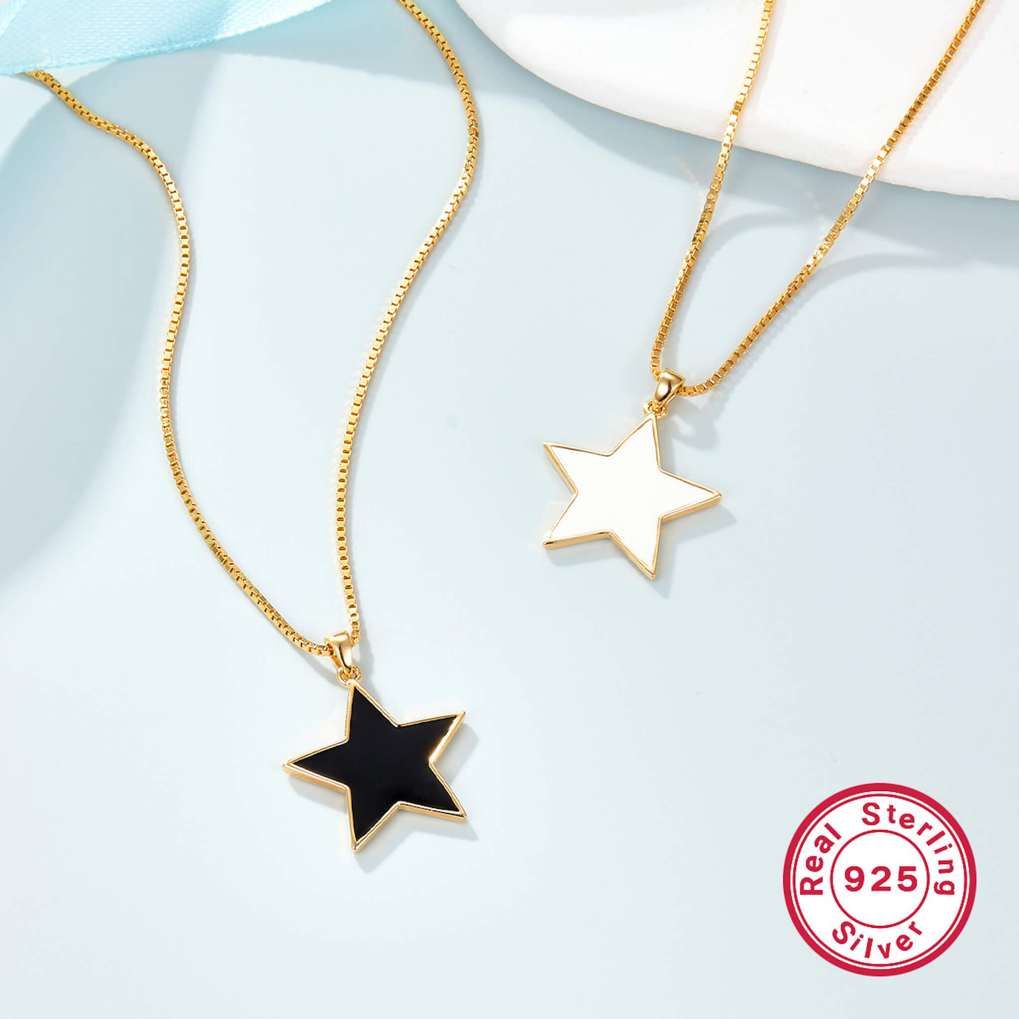 925 Silver Geometric Star Necklace - Halloween Jewelry  UponBasics   