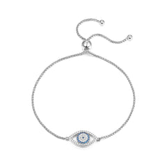 925 Silver Evil Eye Stretch Bead Bracelet with Inlaid Rhinestone  UponBasics Silver  