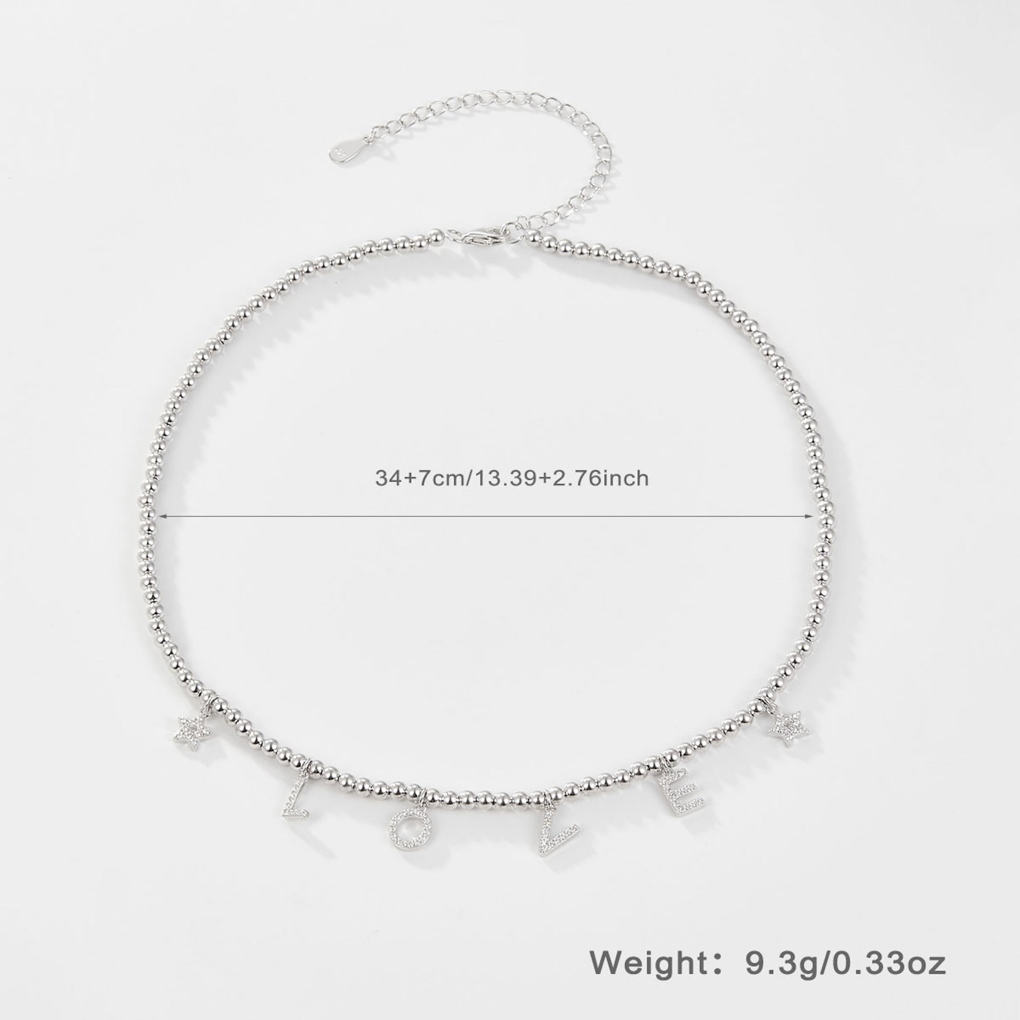 925 Silver Necklace Women's Row Drill Clavicle Chain Halloween Matching Accessories  UponBasics LOVE Silver 