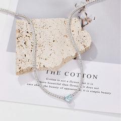 Minimalist Fashion 925 Silver Heart-Shaped Colored Pendant with Zircon Inlay Collarbone Necklace  UponBasics   