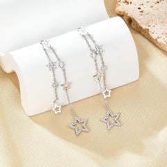 Fashion 925 Silver Star-shaped Earrings with Inlaid Rhinestone  UponBasics   