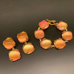 Vintage Minimalist Candy Gradient Bracelet and Earrings Set  UponBasics Pink 2PCS-SET 