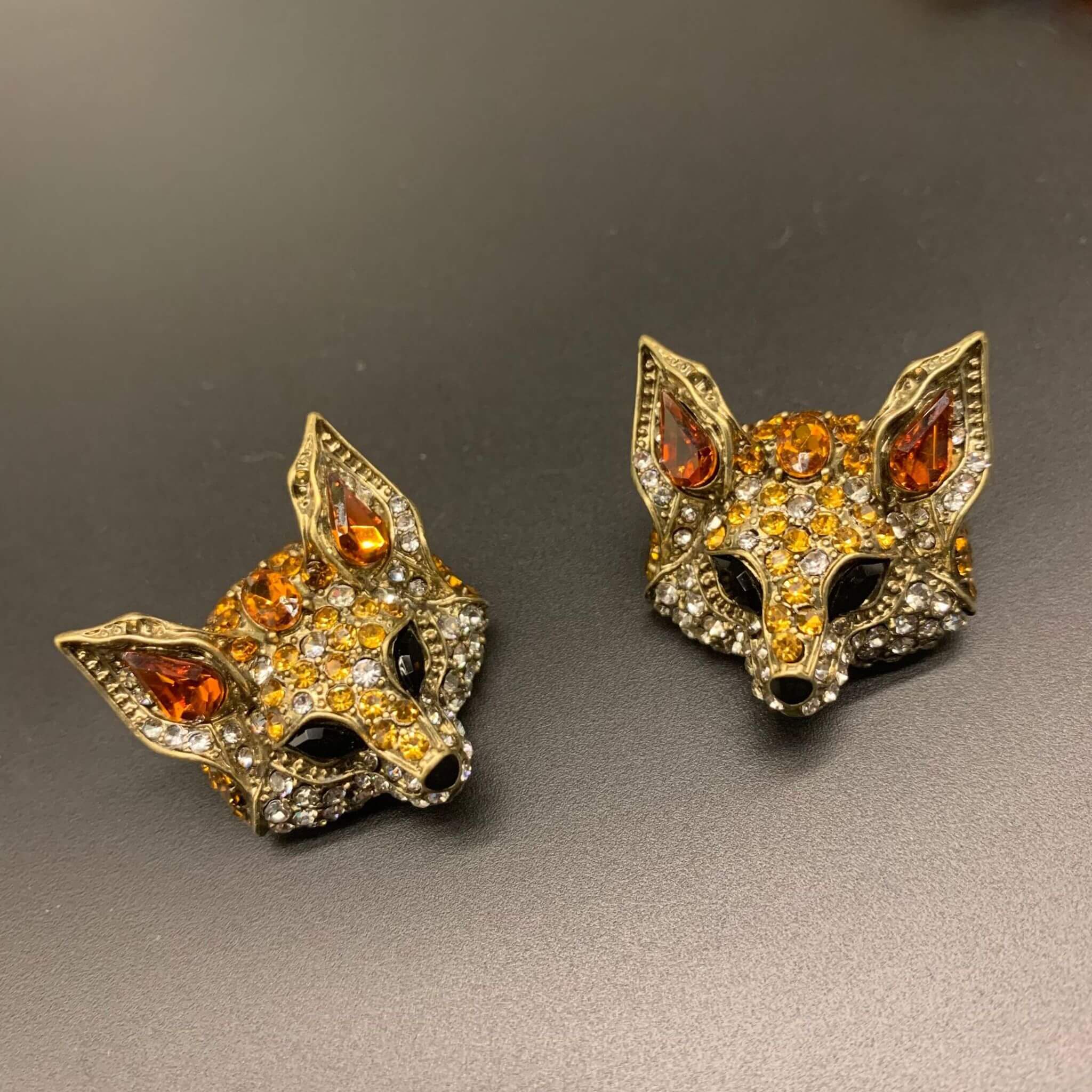 Vintage Glass Fox Pendant Necklace - Artistic Retro Charm  UponBasics Earrings Golden 