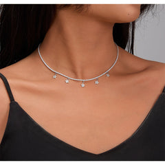 925 Silver Necklace Women's Row Drill Clavicle Chain Halloween Matching Accessories  UponBasics   