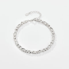 Minimalist Fashion Women's Heart-shaped Zircon Inlay 925 Silver Bracelet  UponBasics Silver 925 Silver 