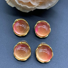Minimalist Vintage Peach Blossom Gradient Glass Stud Earrings  UponBasics   