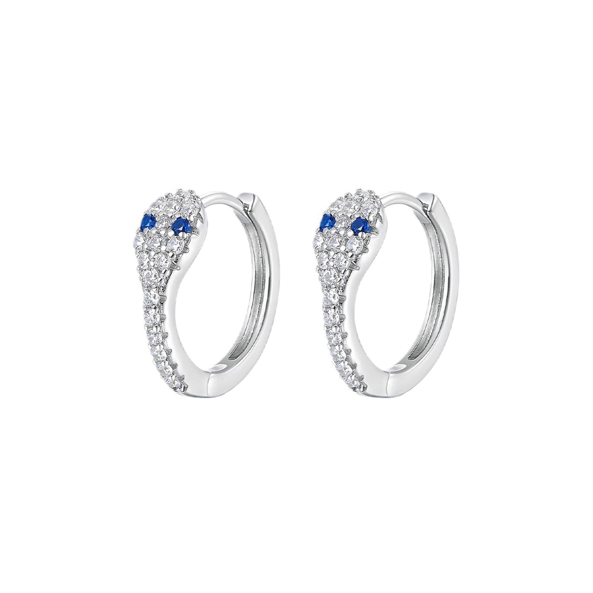 Women's Elegant 925 Silver Blue Eye Serpent Series Earrings  UponBasics Earrings Silver 
