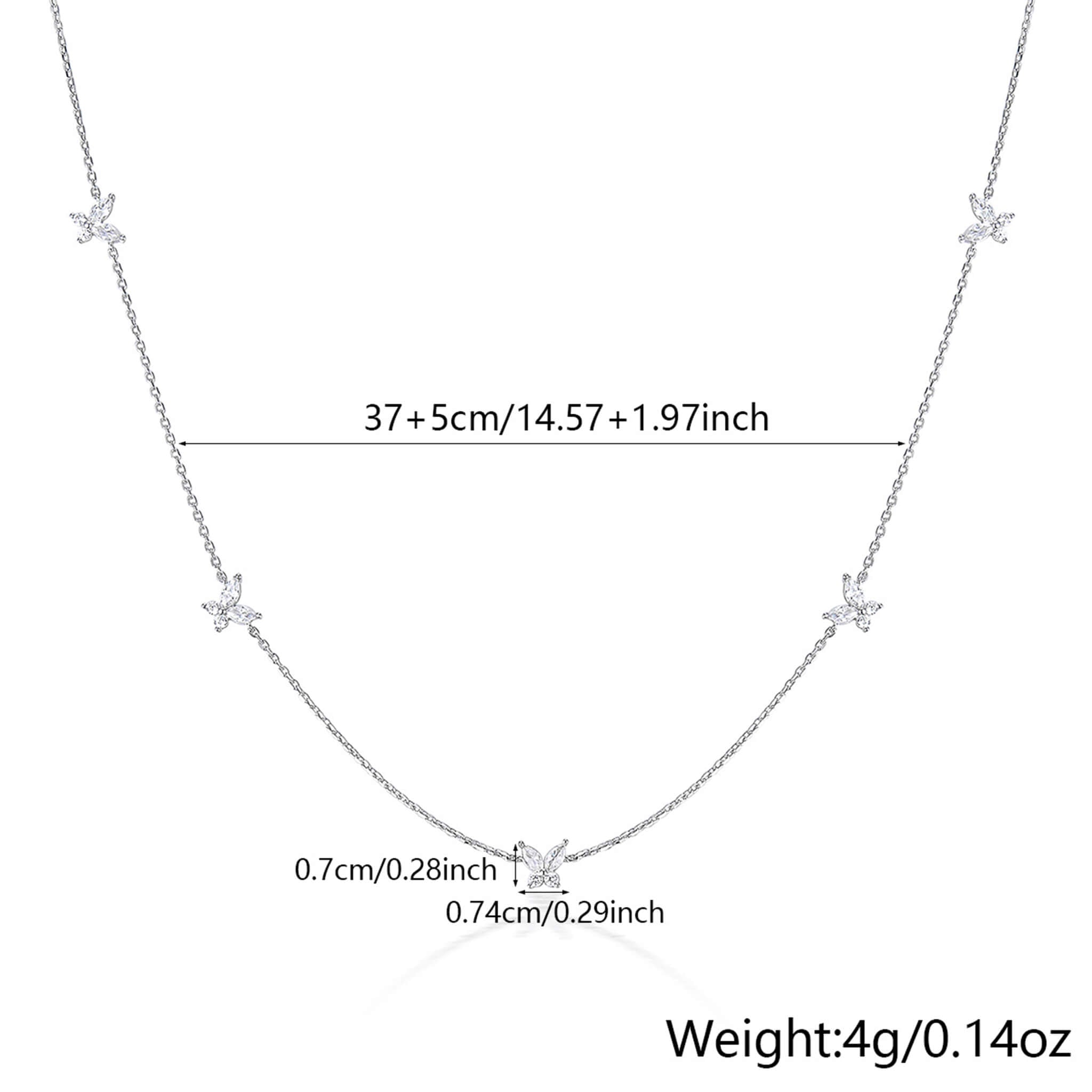 Fashion 925 Silver Stackable Butterfly Pendant Zircon-Inlaid Collarbone Chain  UponBasics   