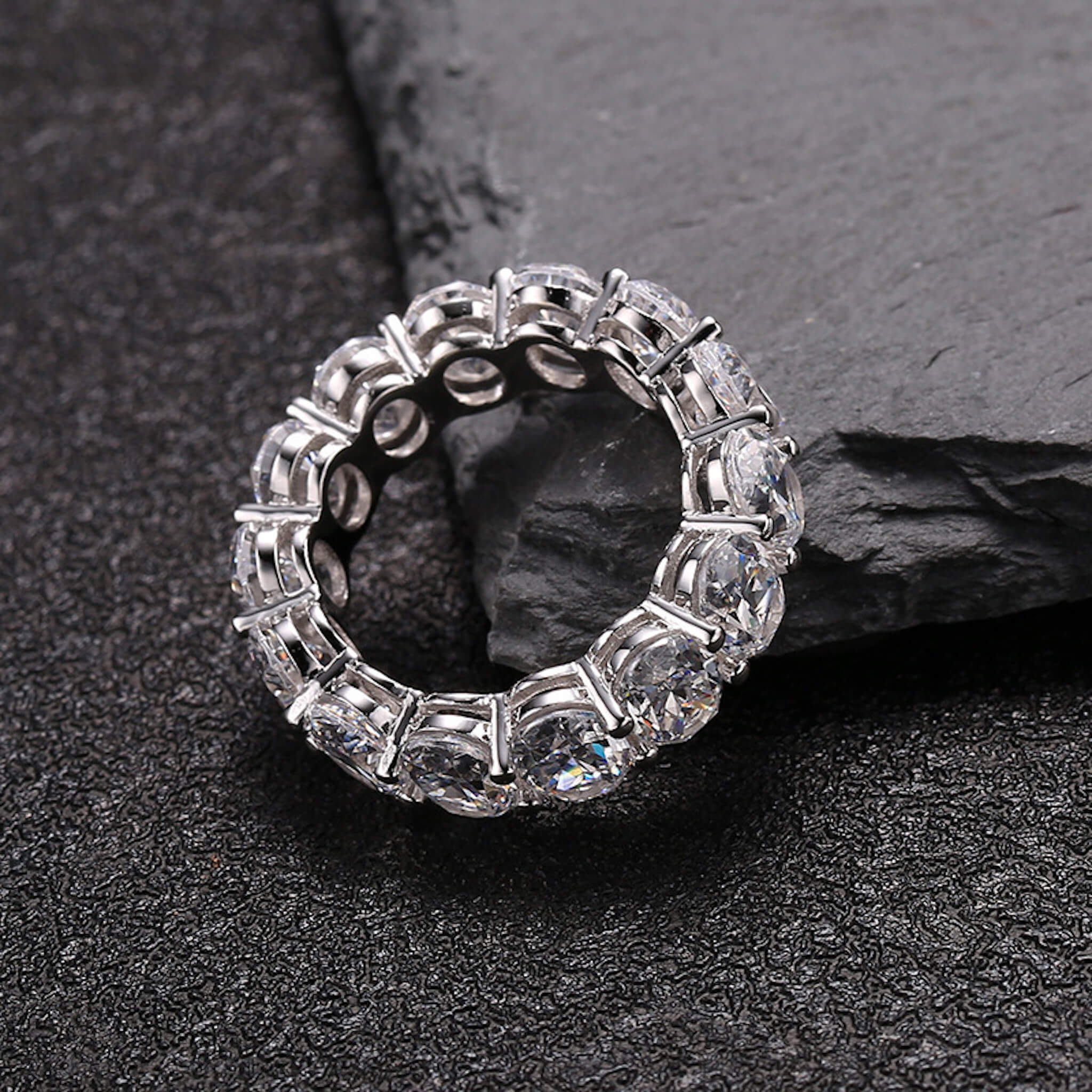 925 Silver Ring Set with High Carbon Rhinestone  UponBasics   