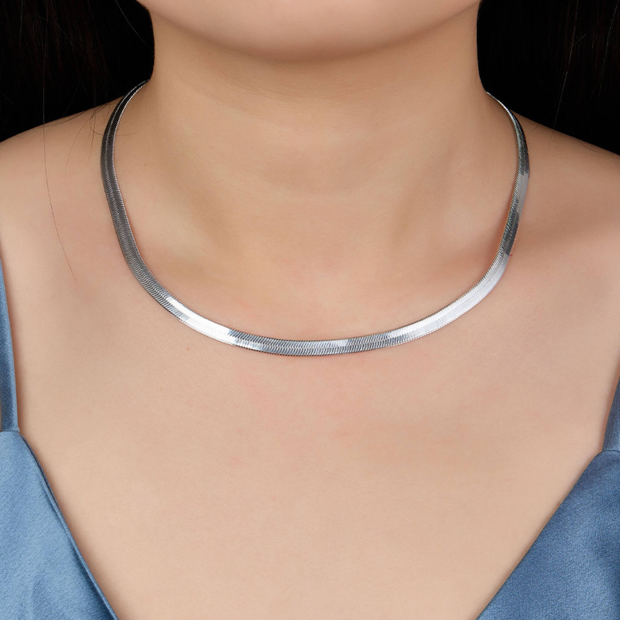 925 Silver Women's Flat Collarbone Necklace Halloween Jewelry  UponBasics   