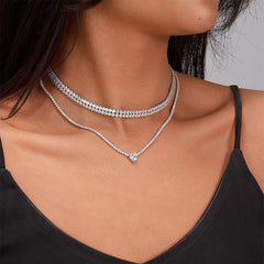 Minimalist Fashion 925 Silver Heart-Shaped Colored Pendant with Zircon Inlay Collarbone Necklace  UponBasics   