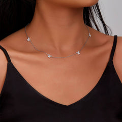 Fashion 925 Silver Stackable Butterfly Pendant Zircon-Inlaid Collarbone Chain  UponBasics   
