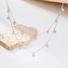 Versatile Minimalist 925 Silver Double-Layer Cubic Zirconia Necklace  UponBasics   