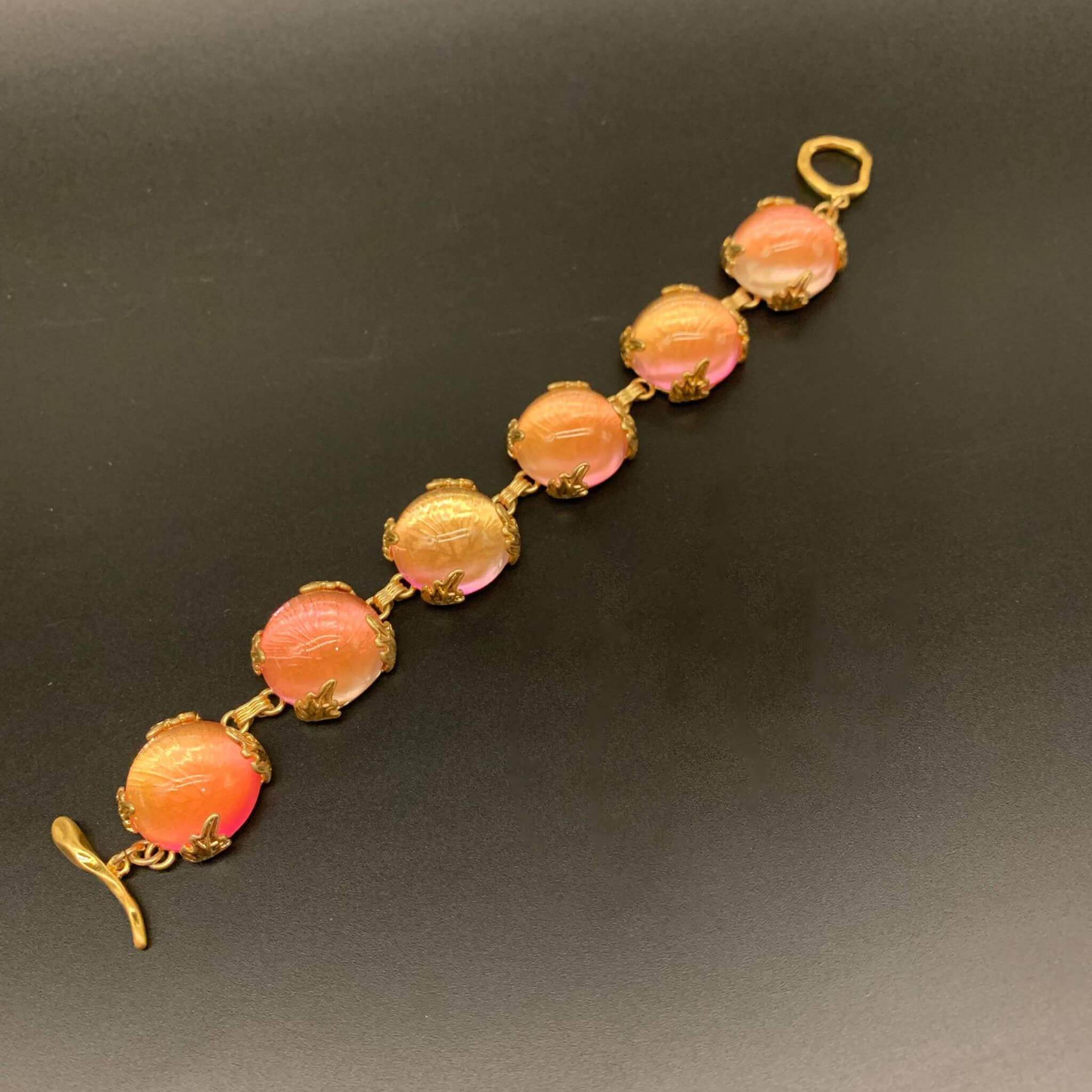 Vintage Minimalist Candy Gradient Bracelet and Earrings Set  UponBasics Pink Bracet 