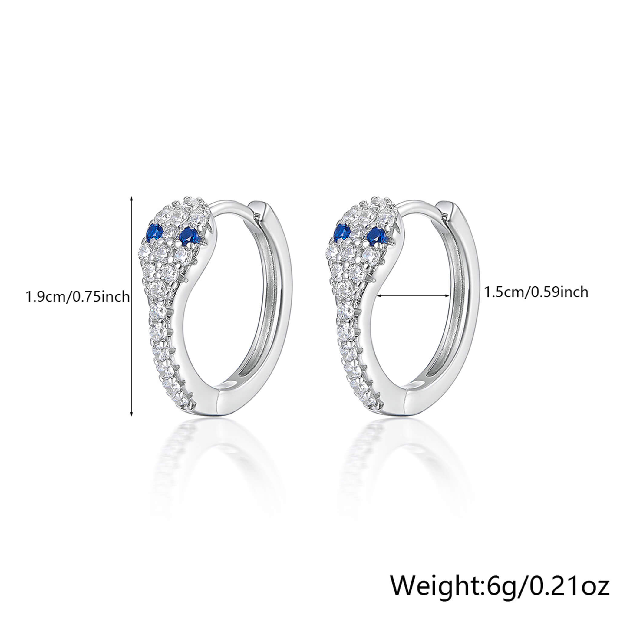 Women's Elegant 925 Silver Blue Eye Serpent Series Earrings  UponBasics   