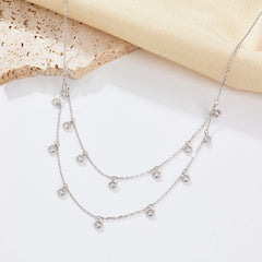 Versatile Minimalist 925 Silver Double-Layer Cubic Zirconia Necklace  UponBasics   