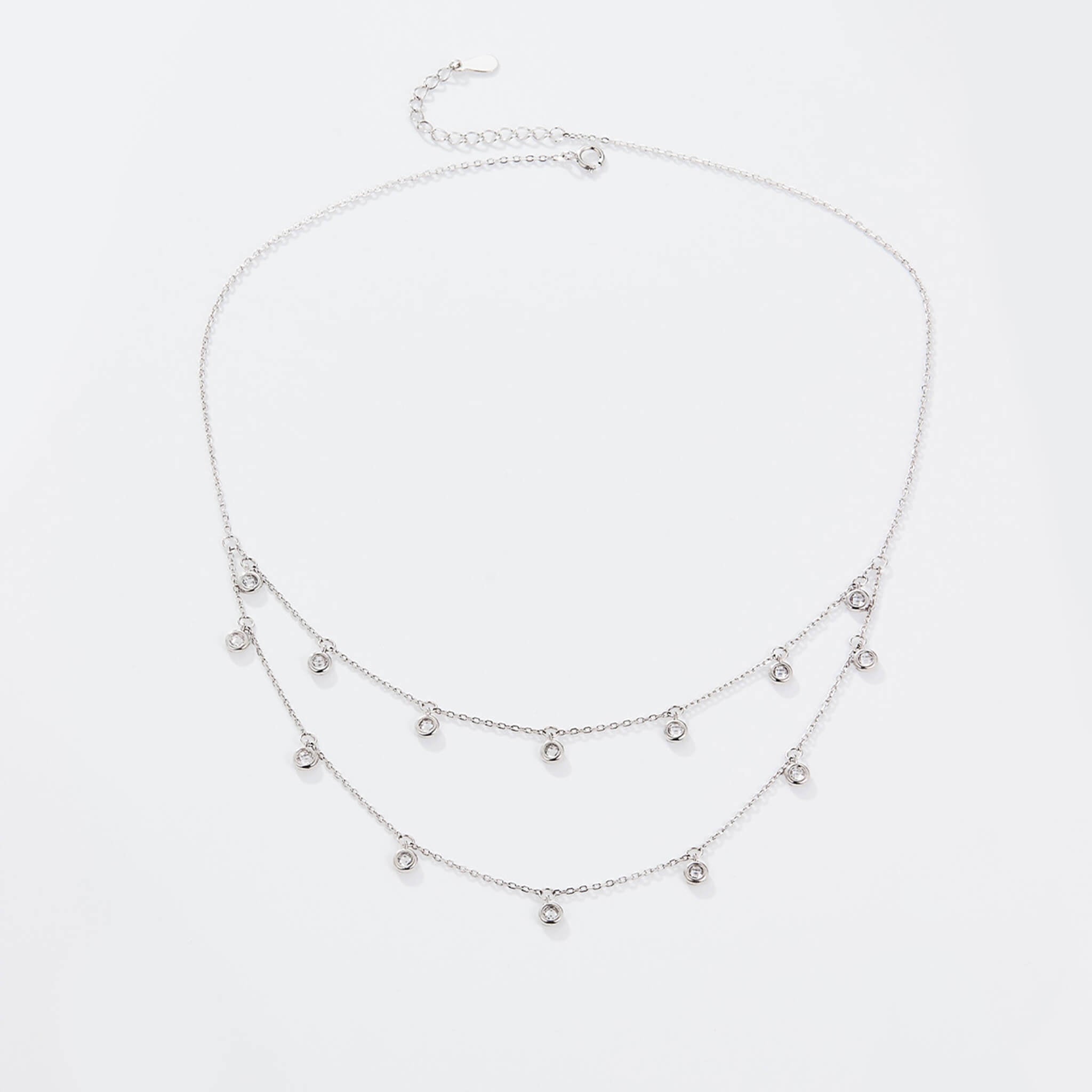 Versatile Minimalist 925 Silver Double-Layer Cubic Zirconia Necklace  UponBasics Necklace Silver 