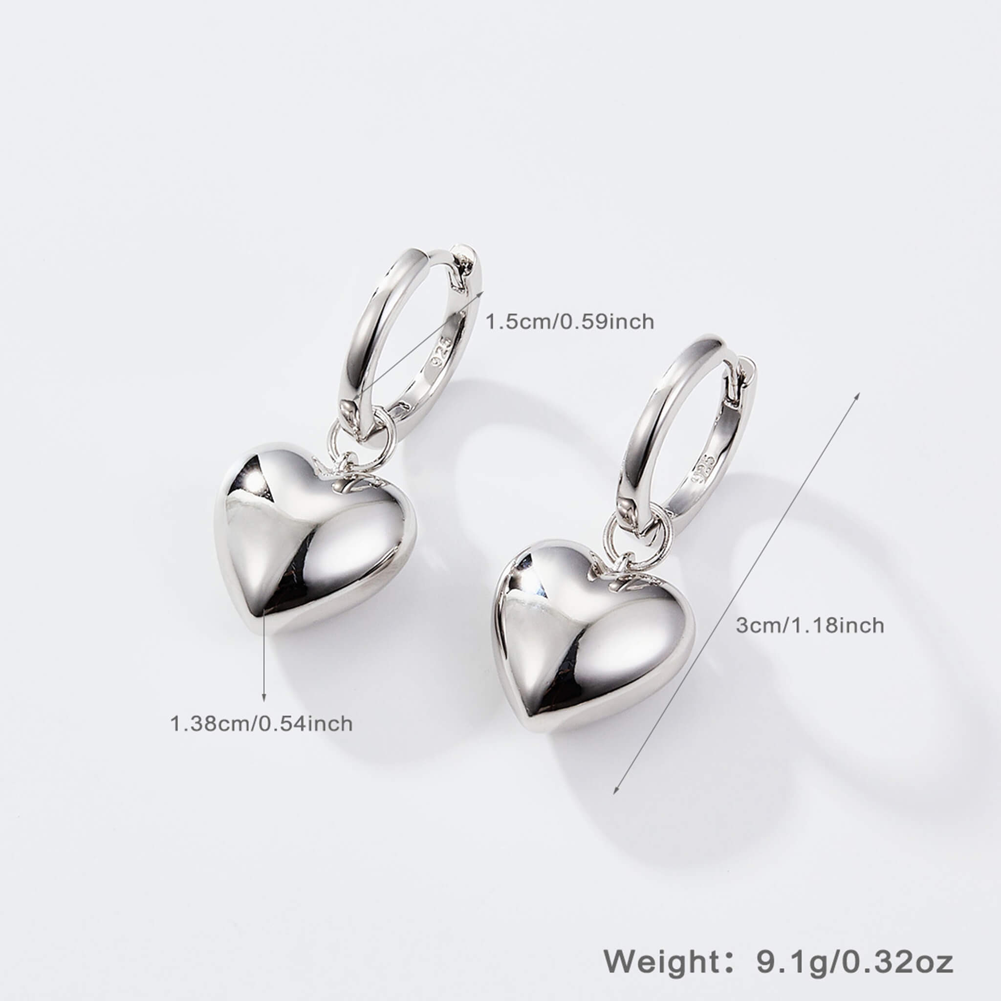Fashion S925 Silver Heart-shaped Earrings, Perfect for Halloween Gifts  UponBasics   
