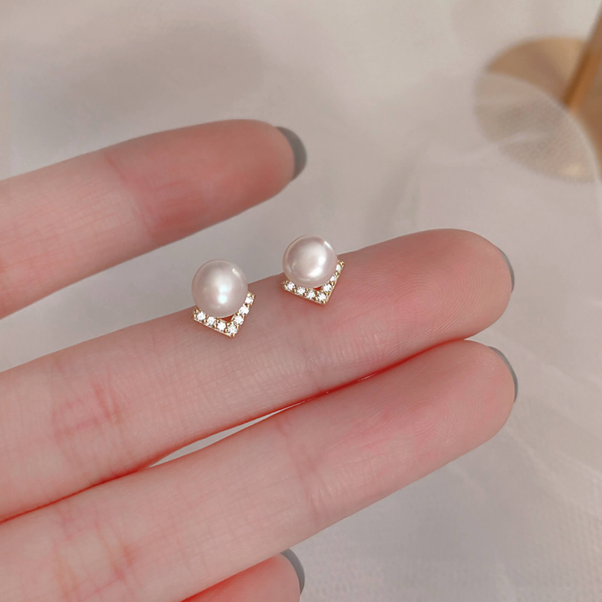French Vintage 925 Silver Natural Freshwater Pearl Bread Pearl Earrings  UponBasics   