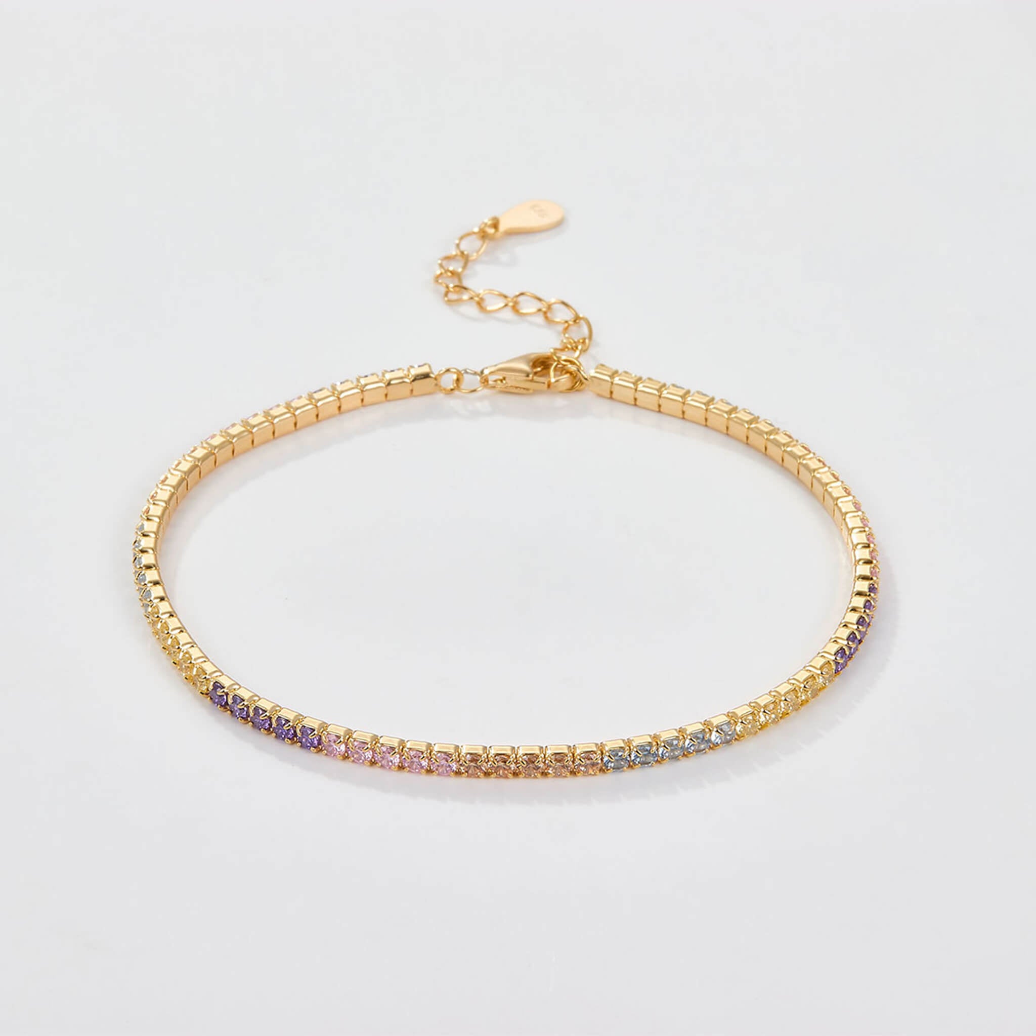 Women's Minimalist Fashion 925 Silver Stacking Colorful Zircon Inlay Bracelet  UponBasics 5 Color 925 Silver 