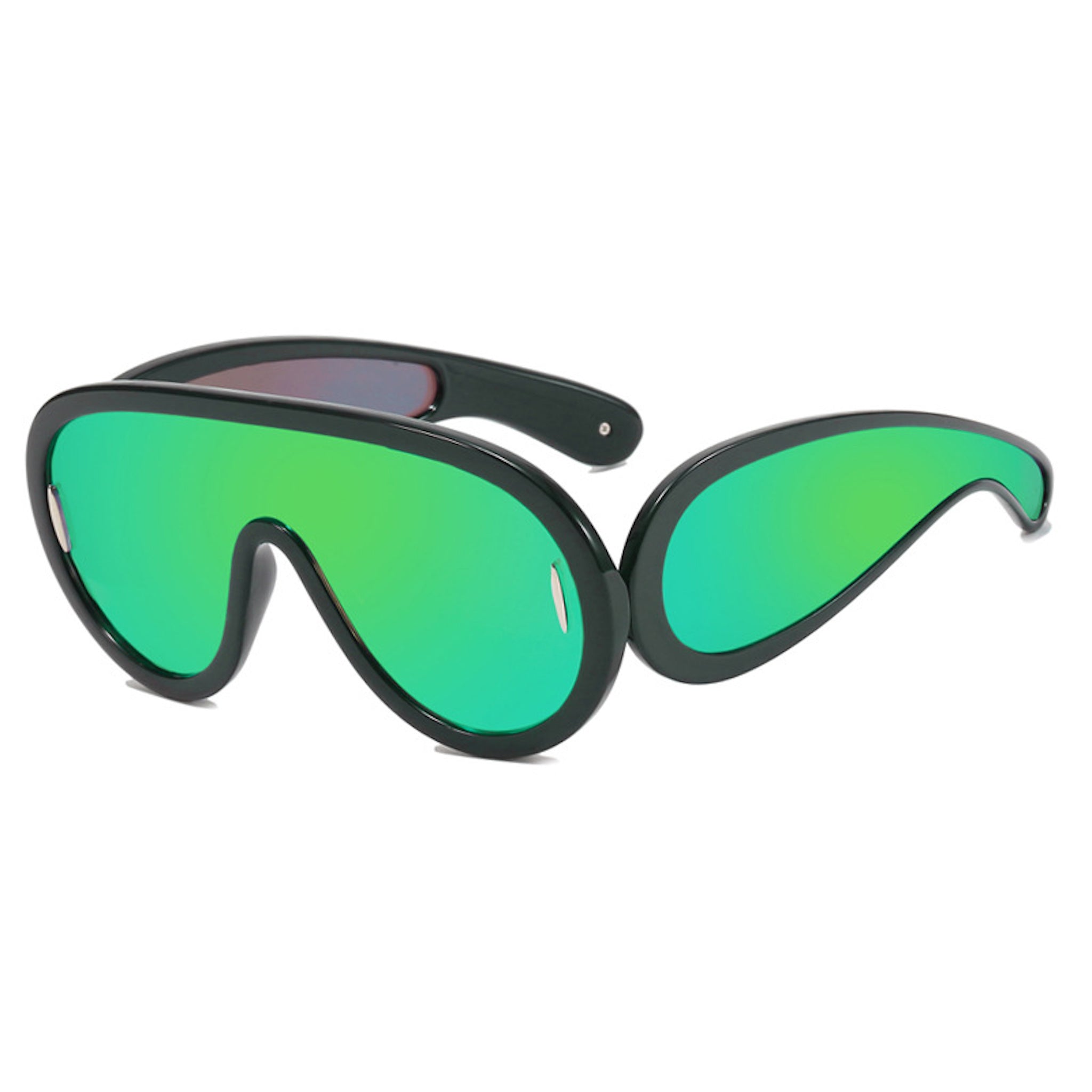 Punk Hip Hop Sunglasses  UponBasics Black-Green  