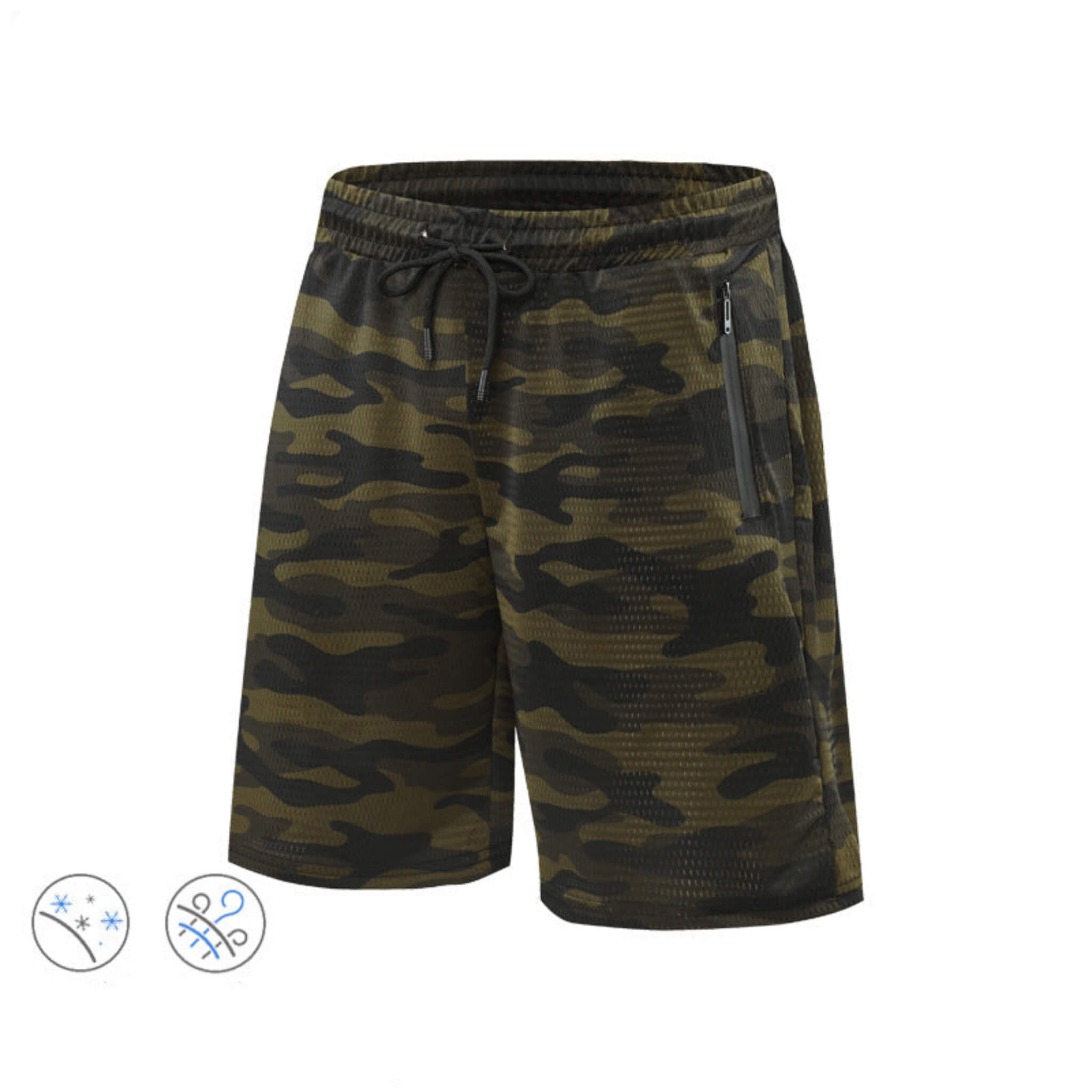 Camouflage Trendy Beach Casual Shorts  UponBasics Army Green S 