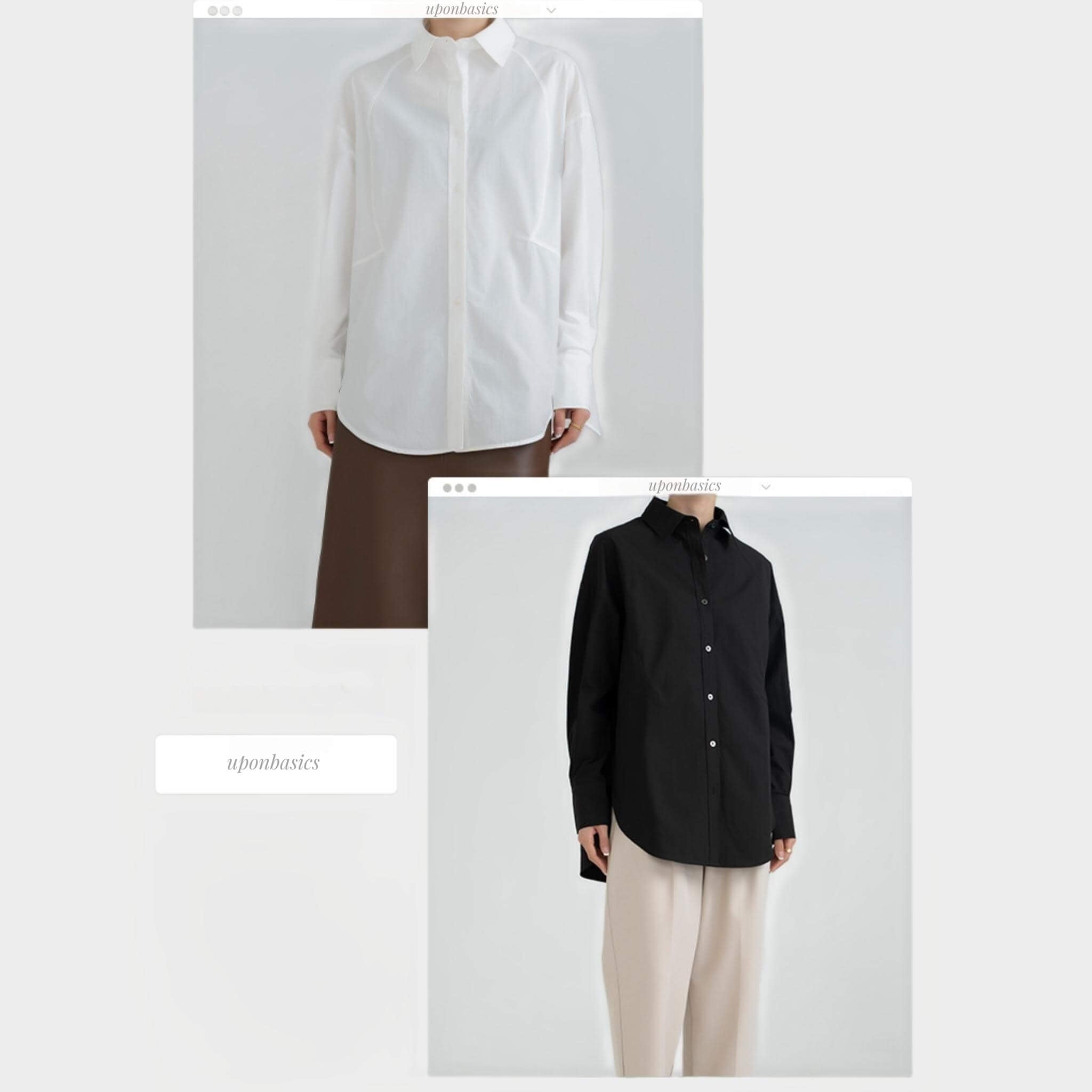 100% Cotton Loose Long-Sleeved Shirt  UponBasics   