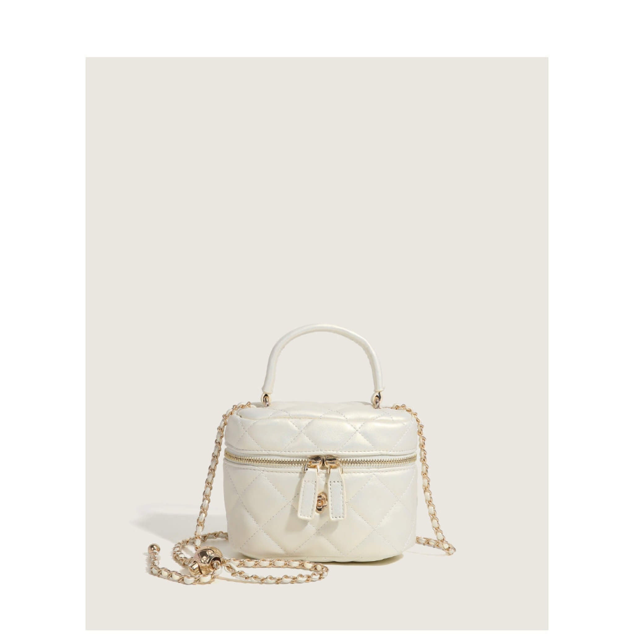 Diamond Grid Box Chain Handbag  UponBasics White Mini 