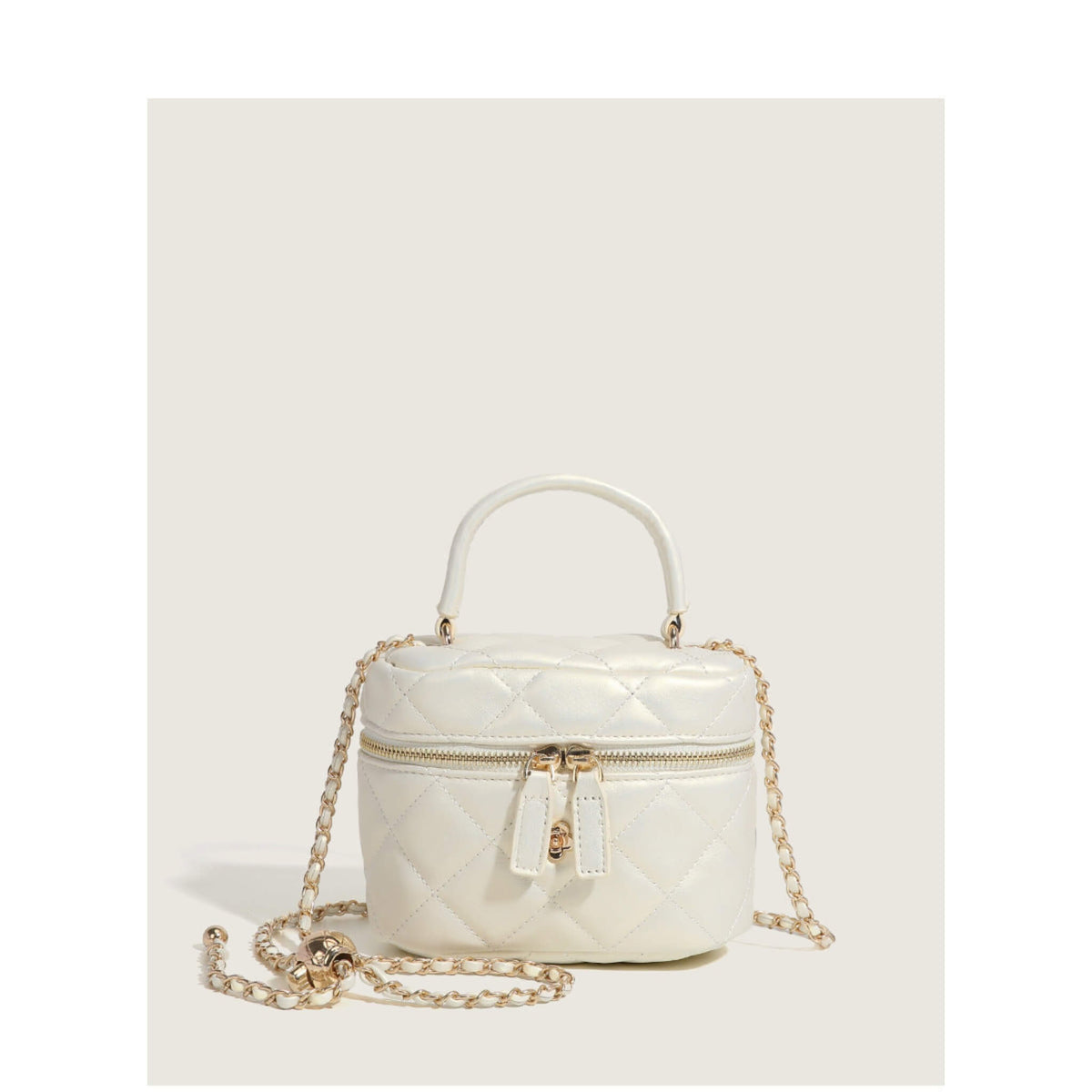 Diamond Grid Box Chain Handbag  UponBasics White Normal 