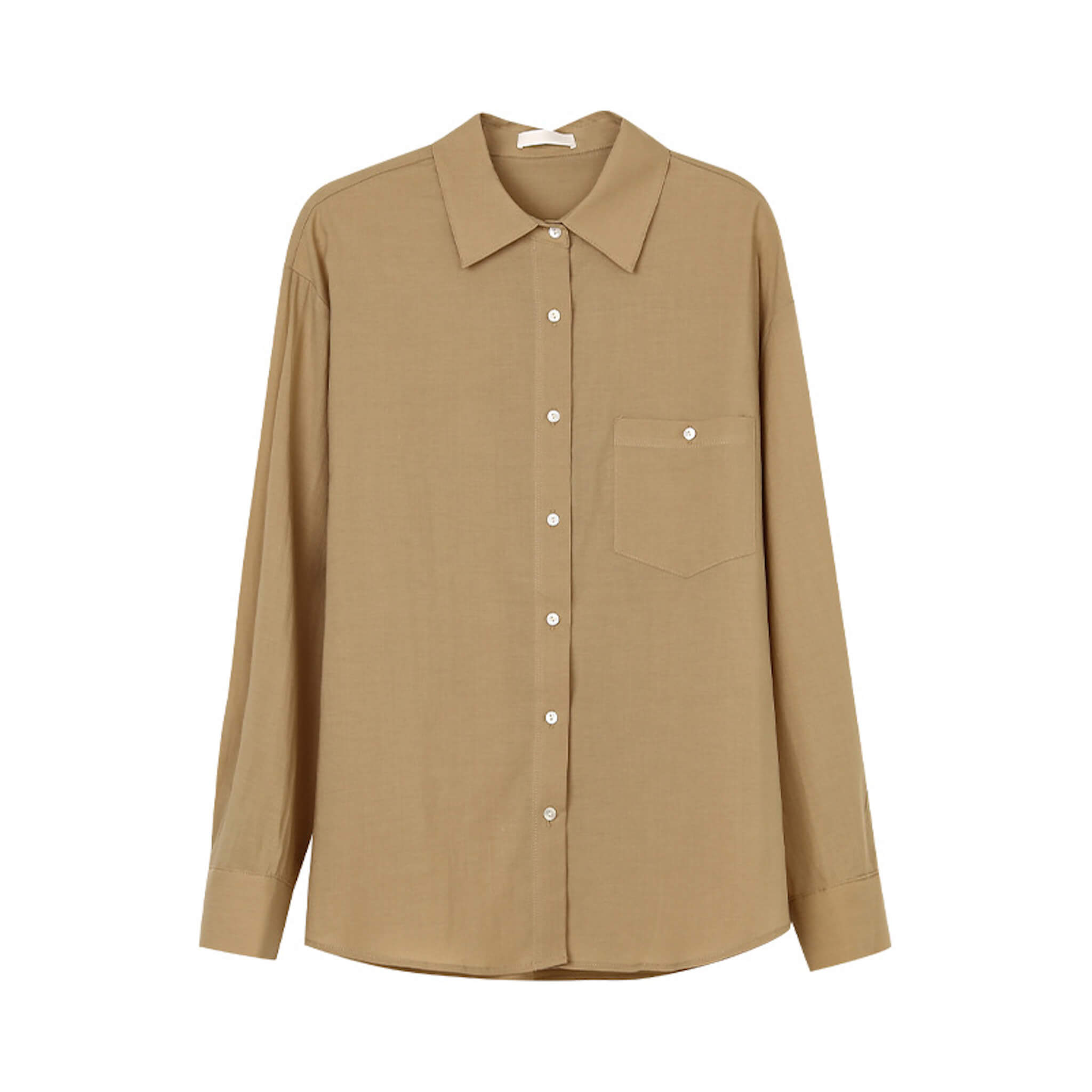 Early Fall Long Sleeve Cotton Shirt  UponBasics Khaki Free 