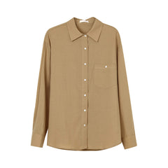 Early Fall Long Sleeve Cotton Shirt  UponBasics Khaki Free 