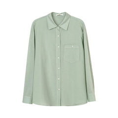 Early Fall Long Sleeve Cotton Shirt  UponBasics Tea Green Free 