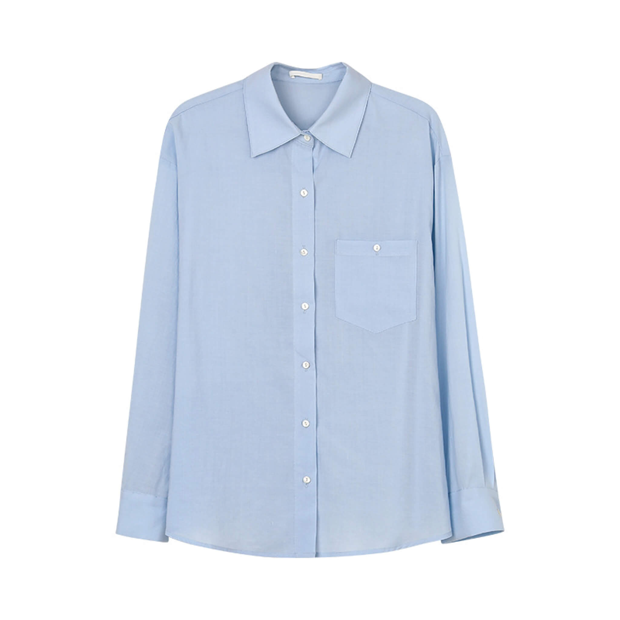 Early Fall Long Sleeve Cotton Shirt  UponBasics Light Blue Free 