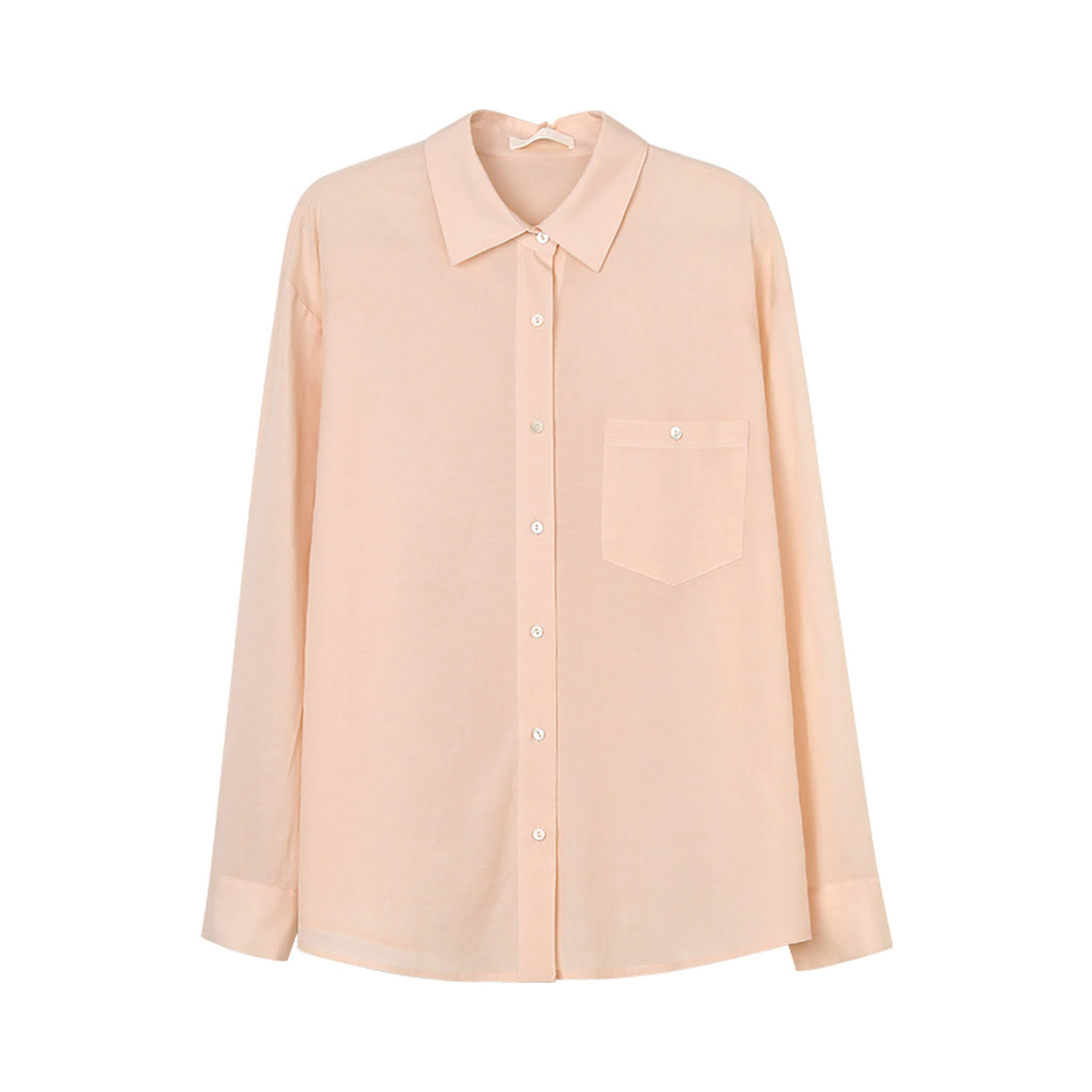 Early Fall Long Sleeve Cotton Shirt  UponBasics Light Pink Free 