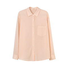 Early Fall Long Sleeve Cotton Shirt  UponBasics Light Pink Free 