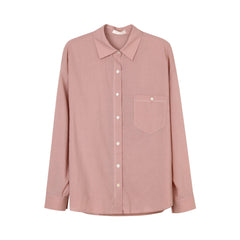 Early Fall Long Sleeve Cotton Shirt  UponBasics Pink Free 