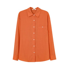 Early Fall Long Sleeve Cotton Shirt  UponBasics Orange Free 