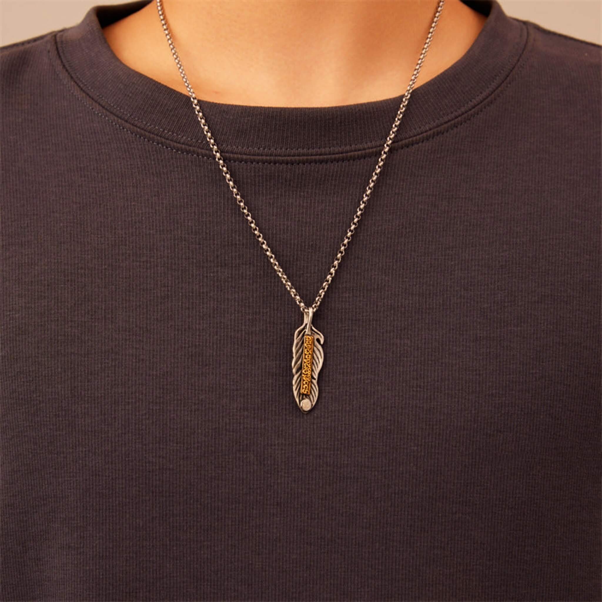 Buddha Hand Feather Necklace  UponBasics   